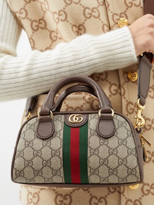 Gucci GG Canvas Ophidia Mini Top Handle Bag – Beige