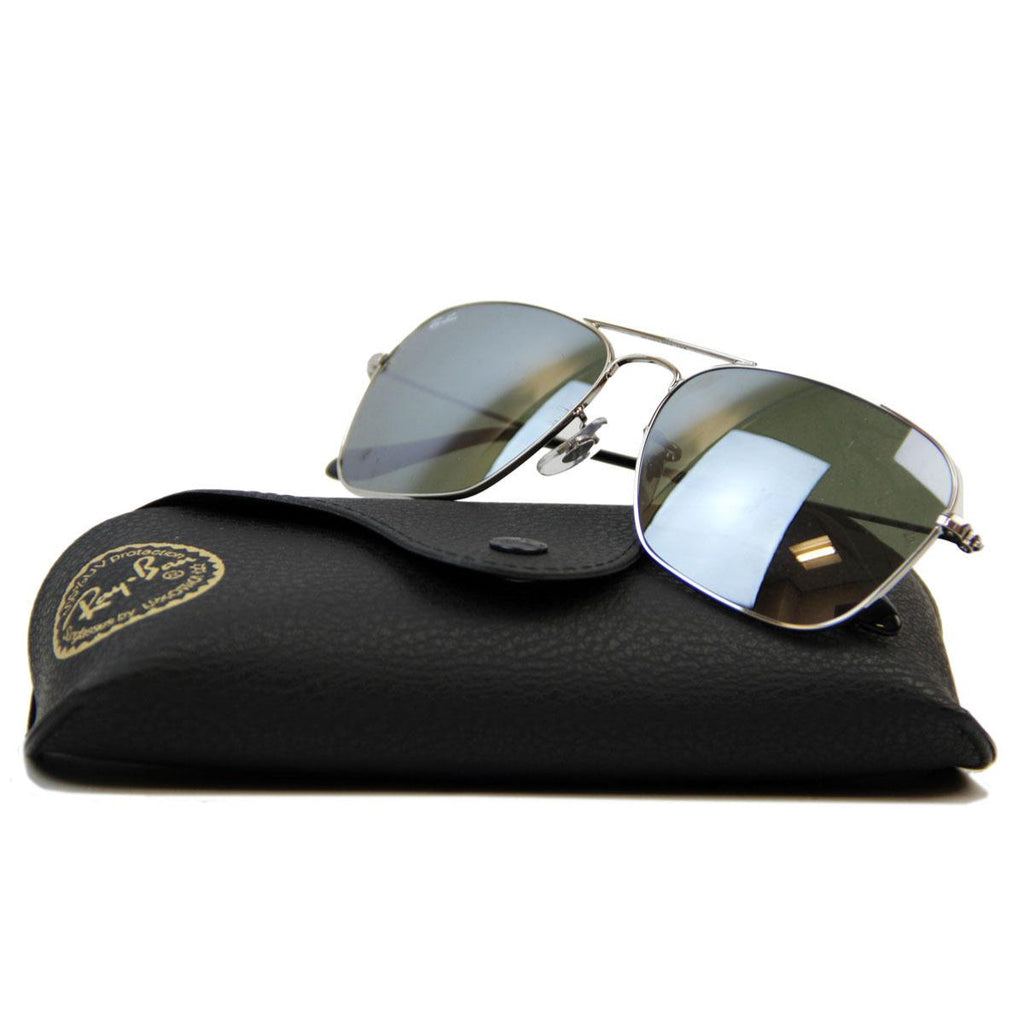 Ray Ban Caravan RB3136 003/40 Square Silver Frame Sunglasses