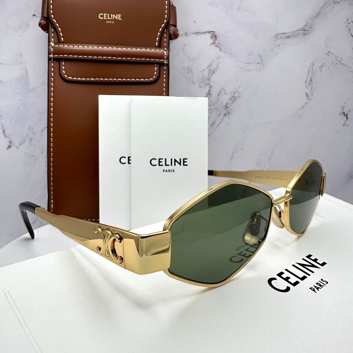 Celine CL40254 30N Triomphe Metal Gold Sunglasses