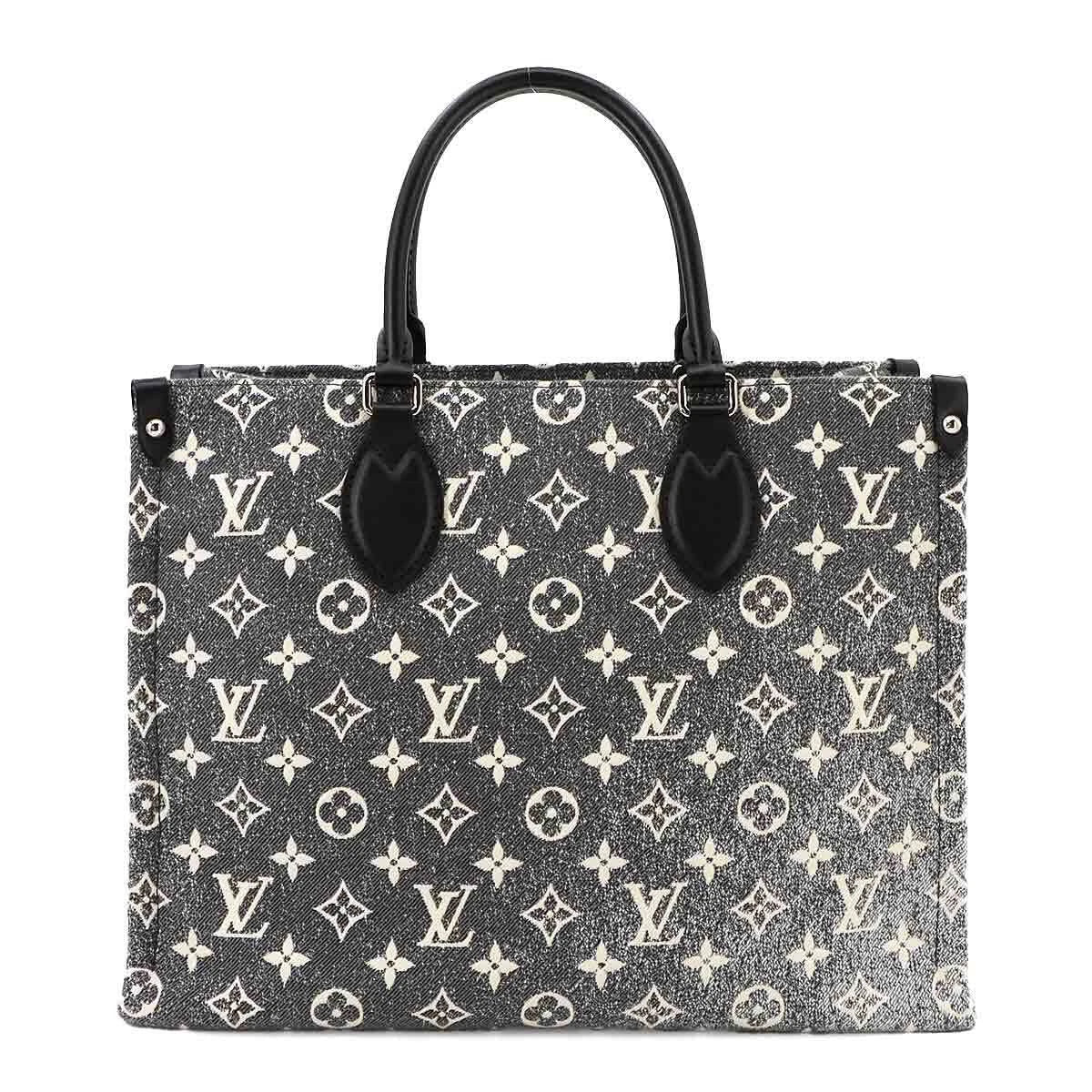 Louis Vuitton Jacquard Denim OnTheGo MM Tote Bag - Black White