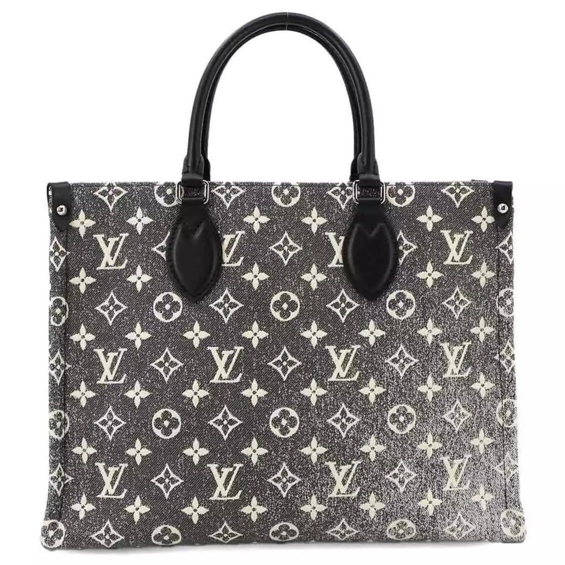 Louis Vuitton Jacquard Denim OnTheGo MM Tote Bag - Black White