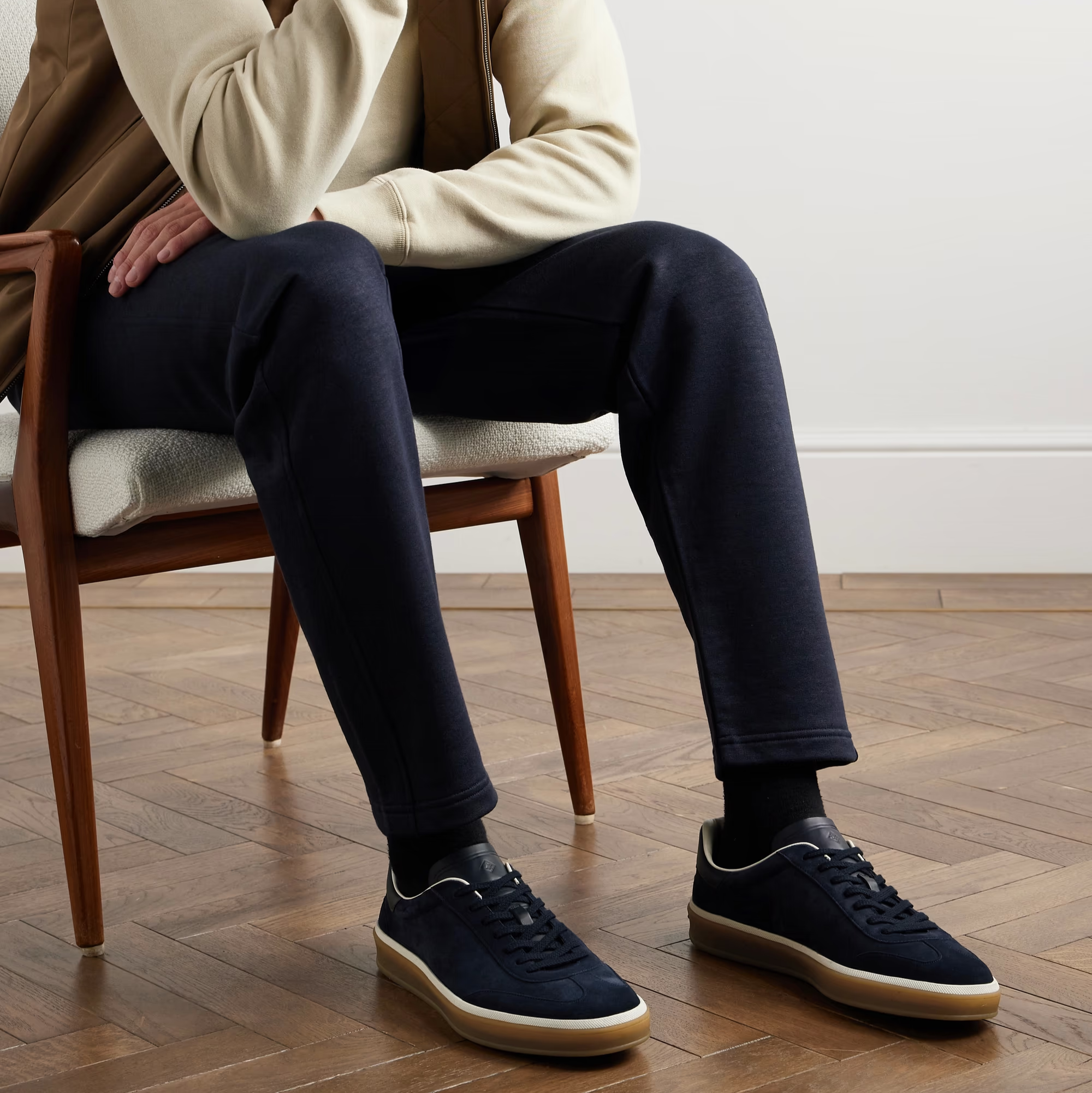 Loro Piana Tennis Walk Suede Calf Split Sneakers - Navy Blue (W000)