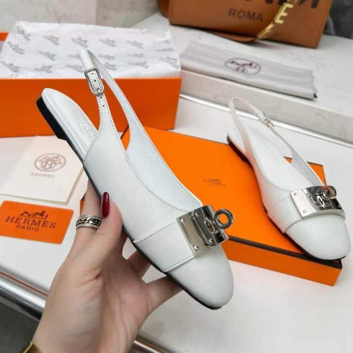 Hermes Innocente Slingback Sandals - White