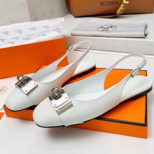 Hermes Innocente Slingback Sandals - White